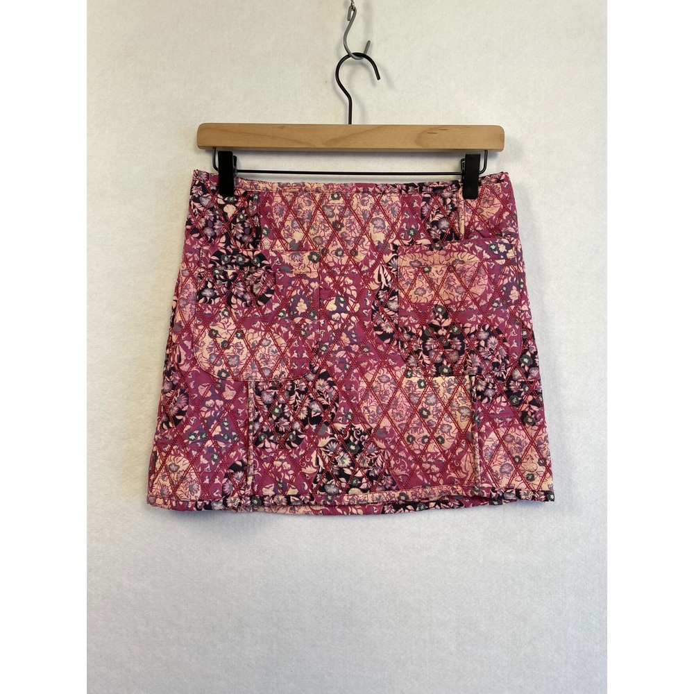 Free People Darla Quilted Mini Skirt Pink Floral Patchwork Boho NWT 4